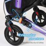 Aojin Rollator Walker for Seniors, Lightweight Foldable All Terrain Rolling Walker with seat, Aluminum Walkers with 8 inch Rubber Wheels (Purple)