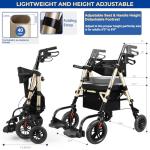 Lightweight Foldable Rollator Walker with Seat