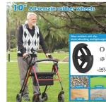 Walkers for Seniors, Rollator Walker with Seat, 4x 10" Rubber Wheels All Terrain
