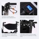 FUZZWAY 3 in 1 Rollator Walker/Electric Wheelchair,Lightweight Foldable Motorized Wheelchair for Adults Compact Portable Power Wheelchairs (Carbon Fiber)