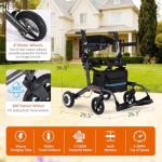 FUZZWAY 3 in 1 Rollator Walker/Electric Wheelchair,Lightweight Foldable Motorized Wheelchair for Adults Compact Portable Power Wheelchairs (Carbon Fiber)