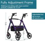 ELENKER Heavy Duty Rollator Walker with Extra Wide Padded Seat 500lbs 10" Wheels