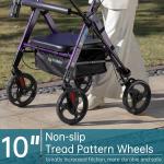 ELENKER Heavy Duty Rollator Walker with Extra Wide Padded Seat 500lbs 10" Wheels