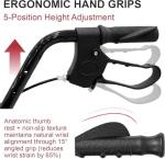 Lightweight Foldable Rollator Walker with Seat for Seniors – 350 lb Capacity, 5-Position Adjustable Height, Premium Hybrid Aluminum and Carbon Steel Rolling Walker