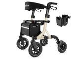MAXWALK Foldable Rollator Walker Seat 10" Rubber Wheels All Terrain Senior Black