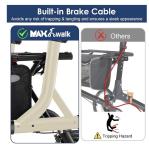 MAXWALK Foldable Rollator Walker Seat 10" Rubber Wheels All Terrain Senior Black