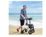MAXWALK Foldable Rollator Walker Seat 10" Rubber Wheels All Terrain Senior Black