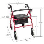 Heavy Duty Rolling Extra Wide For Elderly Rollator Walker Padded Seat walk