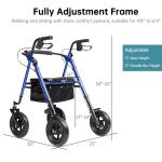 OEM ELENKER Rollator Walker 10" All-Terrain Strong Disc Brake for Injury Surgery