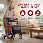 Lightweight Folding Rollator Walker with Seat - Red