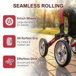 Lightweight Folding Rollator Walker with Seat - Red