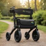 Lightweight All Terrain Walker Rollator with 12'' Pneumatic Tires - Adjustable