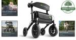 Lightweight All Terrain Walker Rollator with 12'' Pneumatic Tires - Adjustable