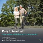 Lightweight All Terrain Walker Rollator with 12'' Pneumatic Tires - Adjustable