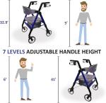 HEALTHLINE Heavy Duty Rollator Walker with Seat Bariatric 450lbs Foldable