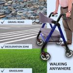 HEALTHLINE Heavy Duty Rollator Walker with Seat Bariatric 450lbs Foldable