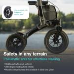 Lightweight All Terrain Walker Rollator with 12'' Pneumatic Tires - Adjustable