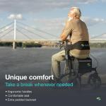 Lightweight All Terrain Walker Rollator with 12'' Pneumatic Tires - Adjustable