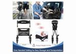MAXWALK Foldable Rollator Walker Seat 10" Rubber Wheels All Terrain Senior Black