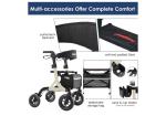 MAXWALK Foldable Rollator Walker Seat 10" Rubber Wheels All Terrain Senior Black