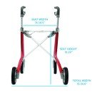 Red Carbon Ultralight Rollator Walker with Organizer