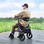 MAXWALK All-Terrain Rollator Walker for Seniors 12"Rubber Wheels Foldable Walker