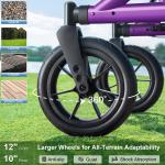 MAXWALK All-Terrain Rollator Walker for Seniors 12"Rubber Wheels Foldable Walker