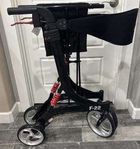 Drive HEAVY DUTY WIDE rollator walker f-22 with red suspension springs.