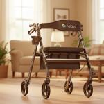 Extra Wide Heavy-Duty Rollator with 8-Inch Wheels - Lightweight Aluminum Design