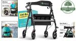 Extra Wide Heavy-Duty Rollator with 8-Inch Wheels - Lightweight Aluminum Design