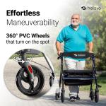 Extra Wide Heavy-Duty Rollator with 8-Inch Wheels - Lightweight Aluminum Design