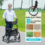 PLANET WALK Super Lightweight Foldable Rollator All Terrain Senior 300lb Black