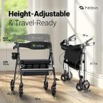 Extra Wide Heavy-Duty Rollator with 8-Inch Wheels - Lightweight Aluminum Design