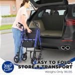 Metro Mobility 2 in 1 Rollator Walker & Transport Wheelchair, Foldable Lightweight Rollator Walker with Seat for Seniors, 8" Big Wheels for All Terrain, 300 lb. Weight Capacity, Blue