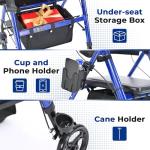 Metro Mobility 2 in 1 Rollator Walker & Transport Wheelchair, Foldable Lightweight Rollator Walker with Seat for Seniors, 8" Big Wheels for All Terrain, 300 lb. Weight Capacity, Blue