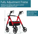 ELENKER Heavy Duty Rollator Walker with Extra Wide Padded Seat 500lbs 10" Wheels