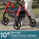 ELENKER Heavy Duty Rollator Walker with Extra Wide Padded Seat 500lbs 10" Wheels