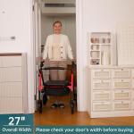 ELENKER Heavy Duty Rollator Walker with Extra Wide Padded Seat 500lbs 10" Wheels