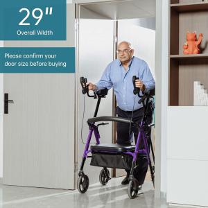 Deluxe ELENKER Rollator Walker Heavy Duty Upright Stand Up Medical Aid Purple