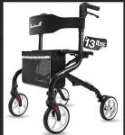 PLANET WALK Super Lightweight Foldable Rollator All Terrain Senior 300lb Black