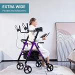 Deluxe ELENKER Rollator Walker Heavy Duty Upright Stand Up Medical Aid Purple