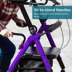 Deluxe ELENKER Rollator Walker Heavy Duty Upright Stand Up Medical Aid Purple