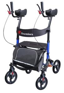 Aliseniors Rollator Foldable Adjustable Armrests All-Terrain Dual Brakes Storage