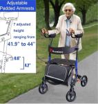 Aliseniors Rollator Foldable Adjustable Armrests All-Terrain Dual Brakes Storage