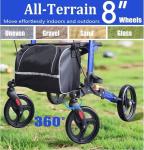 Aliseniors Rollator Foldable Adjustable Armrests All-Terrain Dual Brakes Storage