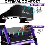 Heavy-Duty Aluminum Rolling Walker - Foldable Rollator Walkers with Seat for Sen