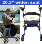 Aliseniors Rollator Foldable Adjustable Armrests All-Terrain Dual Brakes Storage