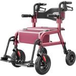 HOMLAND Walkers for Seniors with Seat, Foldable 2 in 1 Rollator Walker Wheelchair Combo, 10" All Terrain Transport Chair with Brakes, Adjustable Seat & Handles, 350lb Capacity, Storage Bag