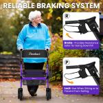 Heavy-Duty Aluminum Rolling Walker - Foldable Rollator Walkers with Seat for Sen