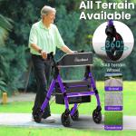 Heavy-Duty Aluminum Rolling Walker - Foldable Rollator Walkers with Seat for Sen